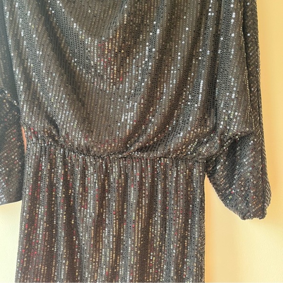 SHEIN BAE Sequin Mini Dress L Batwing Off the Shoulder Party Dress NWT Holiday - Picture 2 of 12
